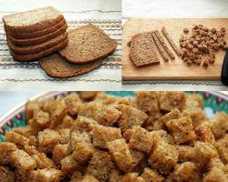 Гренки из бородинского хлеба с чесноком в духовке рецепт